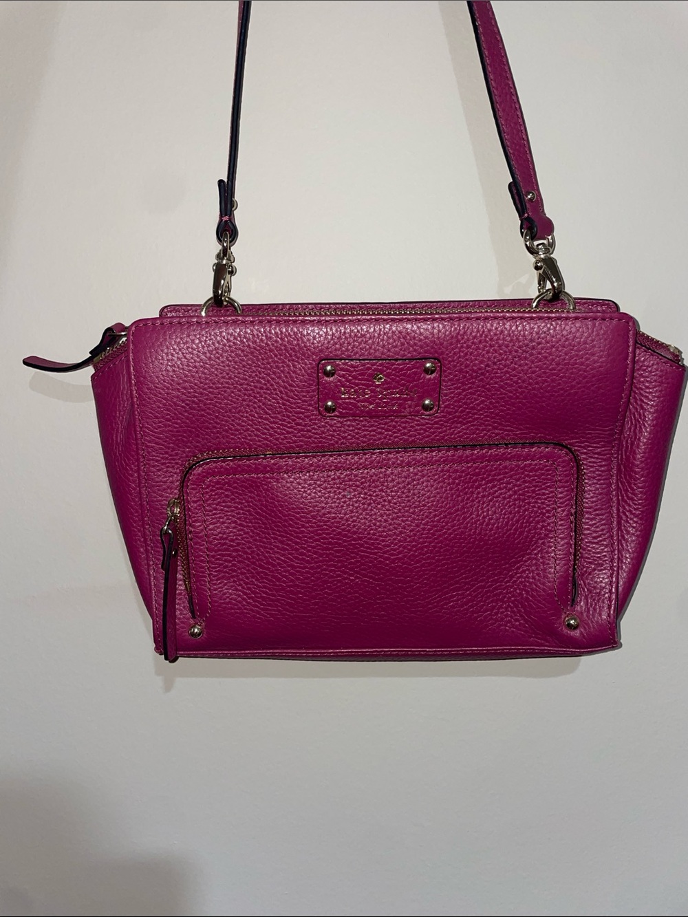 kate spade Magenta Pebbled Leather Crossbody Bag